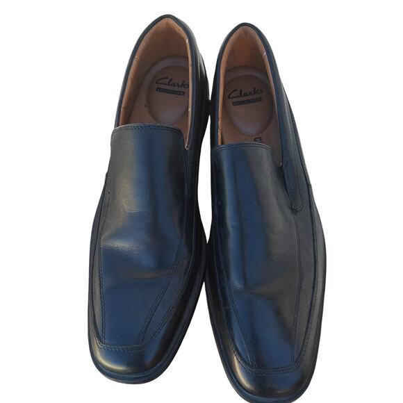 Clarks Collection Black Leather Slip On Loafers Mens 10.5 Cushion Soft main image 4